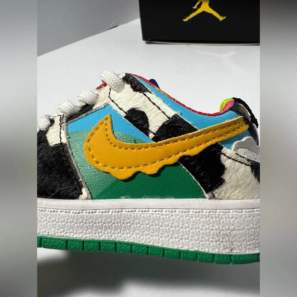 Ben & Jerry’s Nike Air Jordan 1 Low Chunky Dunky Sneaker 4.5” Keychain Cow Print